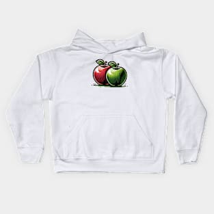 Apples Green Red Trees Fruit Vintage Kids Hoodie